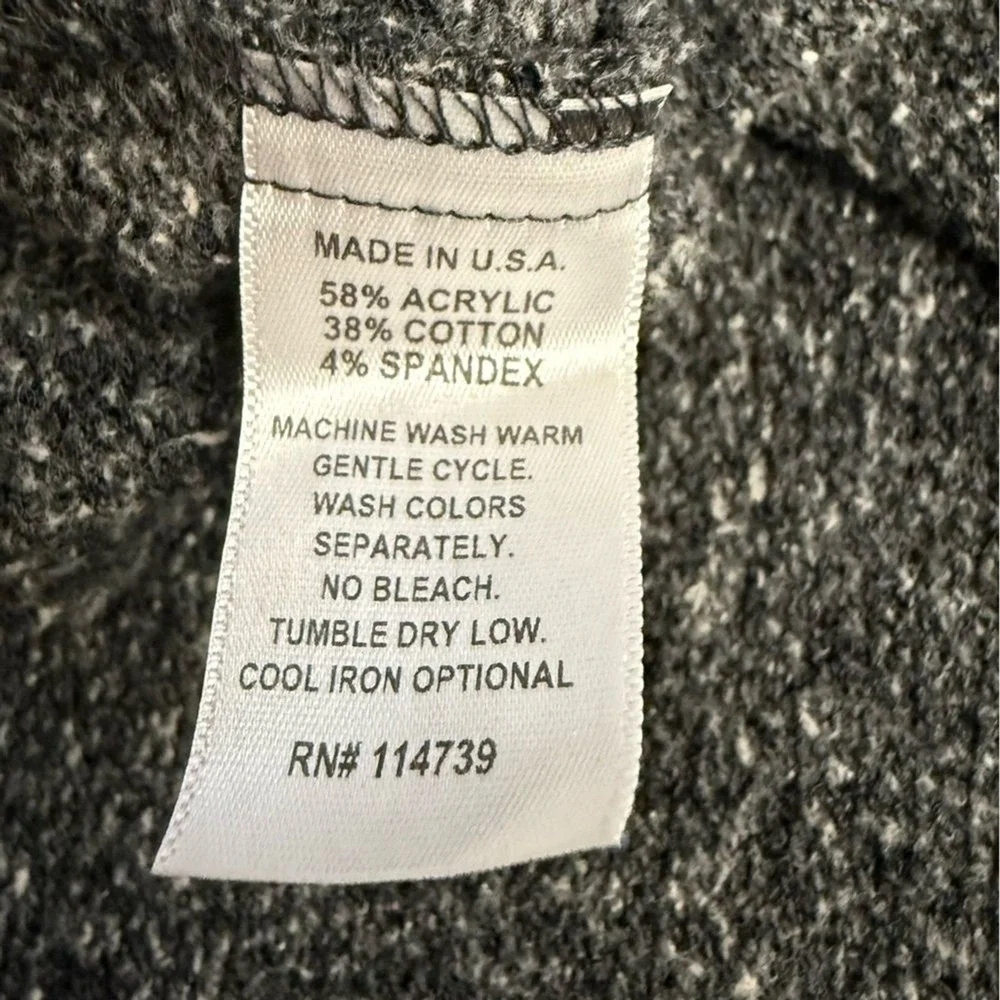 FLAX Womens Marled Knit V-Neck Tunic Sweater Charcoal Gray S Made‎ in USA
